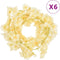Kerstslingers met bloemen 6 st 180 cm champagnekleurig