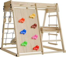 Mini speeltoestel - Speeltoestel met glijbaan en klimwand - Naturel