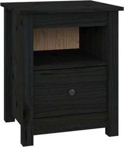 vidaXL - Nachtkastje - 40x35x49 - cm - massief - grenenhout - zwart
