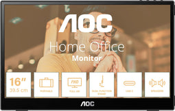 AOC 16T3EA - Draagbare monitor 15,6" Full HD 1920x1080 USB-C - Zwart