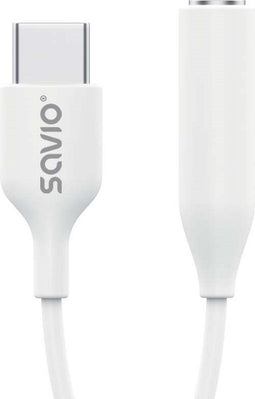 SAVIO AK-52 - Audio-adapter - USB type C (M) naar Jack 3,5 mm (F) - Wit