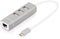 Digitus DA-70253 - USB Hub - 4 poorten USB 2.0 en 1x Ethernet 1Gbps - Grijs Aluminium
