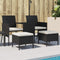 vidaXL - Tuinbank - 2-zits - met - tafeltje - en - krukken - poly - rattan - zwart