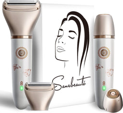 Sansbeauté 2-in-1 Ladyshave - Scheerapparaat Vrouw - 2 Extra Scheerkoppen - Waterproof - Draadloos (2 stuks)