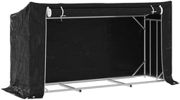 vidaXL - Haardhoutrek - met - regenhoes - 200,5x60,5x110,5 - cm - staal