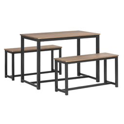 SoBuy Eettafelset - Eettafel met 2 Banken - 110 x 58 x 74 cm - Max. 150 kg - Bruin / Zwart