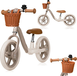 Lionelo Alex Plus - Loopfiets - 12” Lekvrije Banden - Verstelbaar Zadel (30-35 cm) & Stuur (52-58 cm) - Beige