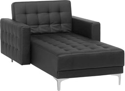 ABERDEEN - Chaise longue - Zwart - Symmetrisch - Kunstleer