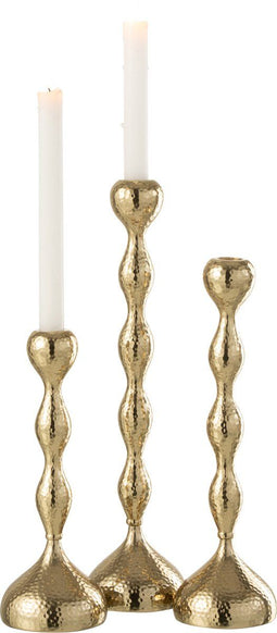 J-Line kandelaar Borne - aluminium - goud - 3 stuks