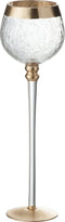 J-Line theelichthouder Bol Op Voet Craquele - glas - transparant/goud - large