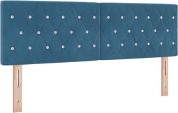 vidaXL - Hoofdbord - met - Kristallen - Knopen, - Donkerblauw, - 160 - cm, - Fluweel