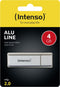 Intenso Alu Line - USB-stick 4GB USB 2.0 - Lezen 28MB/s Schrijven 6,5MB/s - Zilver