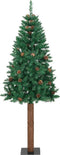 vidaXL - Kerstboom - met - echt - hout - en - dennenappels - smal - 150 - cm - PVC - groen
