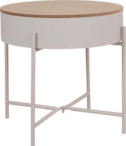 Bijzettafel Sisco - Ø40cm - met opbergruimte - grijs