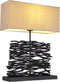 Globo Jamie - Tafellamp - E27 - Hout - Zwart - 50 cm hoog - 40 cm lang - 15 cm breed