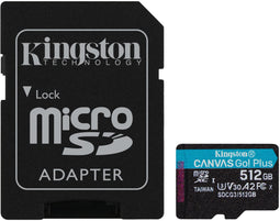 Kingston Canvas Go! Plus - microSDXC 512GB - 170MB/s U3 V30 A2 - met SD-adapter