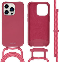 iMoshion Hoesje Geschikt voor iPhone 14 Pro Hoesje Met Koord - iMoshion Color Backcover met afneembaar koord - Donkerrood