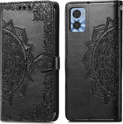 iMoshion Hoesje Geschikt voor Motorola Moto E22 Hoesje Met Pasjeshouder - iMoshion Mandala Bookcase - Zwart