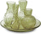 Set van 4 vaasjes en onderbord 'ludo' groen h13 d22,5 cm