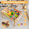 COSTWAY 2-in-1 kindertafel - omkeerbaar tafelblad - speeltafel van grenenhout met opbergruimte - natuur