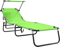 vidaXL - Opvouwbare - Ligstoel - met - Luifel - Groen - 600D - Oxford - Stof