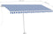 vidaXL - Luifel - handmatig - uittrekbaar - met - LED - 450x300 - cm - blauw - en - wit