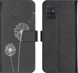 iMoshion Hoesje Geschikt voor Samsung Galaxy A71 Hoesje Met Pasjeshouder - iMoshion Design Softcase Bookcase - Wit / Zwart / Dandelion