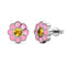 Yolora Kids - Oorknopjes - Kalpa Camaka kristallen - Roze bloemen - 18K wit verguld (1 paar)