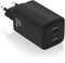 Aisens ASCH-65W2P040-BK - Oplader - 65W 2x USB-C Power Delivery 2.0/3.0 Quick Charge 3.0/4.0 - Zwart