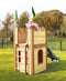 AXI Arthur Houten Speelhuis - Speeltoren met verdieping en Groene Glijbaan - Speelhuisje in Bruin, rood & groen - FSC hout - Speeltoestel / Kasteel voor kinderen