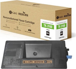G&G Toner vervangt Kyocera TK-3160 Compatibel Zwart 12500 bladzijden Reborn remanufactured 21295