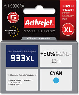 Activejet AH-933CRX - Inktcartridge - Compatibel met HP - Cyaan
