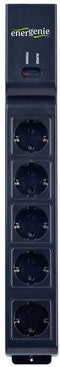 EnerGenie EG-SP5-U6B-RM - Overspanningsbeveiliging met 5 stopcontacten en 2 USB-poorten - Afstandsbediening - Zwart