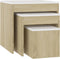 vidaXL - 3-delige - Tafeltjesset - bewerkt - hout - wit - en - sonoma - eikenkleurig