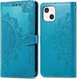 iMoshion Hoesje Geschikt voor iPhone 13 Hoesje Met Pasjeshouder - iMoshion Mandala Bookcase - Turquoise