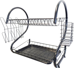 Maestro - Afdruiprekken met 2 plateaus | Afdruiprek met bodem voor glas en bestekrek Zwart (53cm)