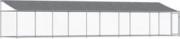 vidaXL - Hondenhok - met - dak - en - deur - 10x2x2 - m - gegalvaniseerd - staal - grijs