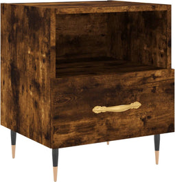 vidaXL - Nachtkastje - 40x35x47,5 - cm - bewerkt - hout - gerookt - eikenkleurig