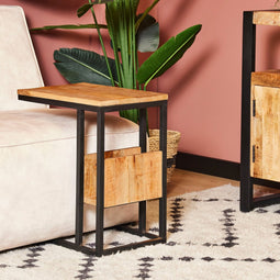 Laptop en bijschuiftafel Slider Naturel mangohout 53 cm