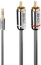 Lindy 35333 - Kabel Audio Jack 3,5 mm naar 2 RCA - 100 cm - Antraciet Grijs