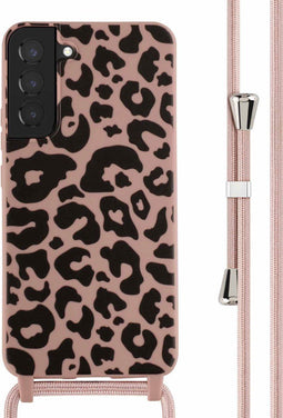 iMoshion Hoesje Geschikt voor Samsung Galaxy S22 Plus Hoesje Met Koord - iMoshion Siliconen design hoesje met koord - Roze / Animal Pink