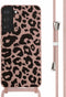 iMoshion Hoesje Geschikt voor Samsung Galaxy S22 Plus Hoesje Met Koord - iMoshion Siliconen design hoesje met koord - Roze / Animal Pink