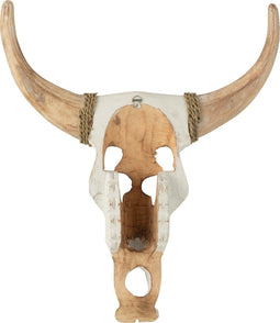 J-Line wanddecoratie Schedel Koe - hout - wit