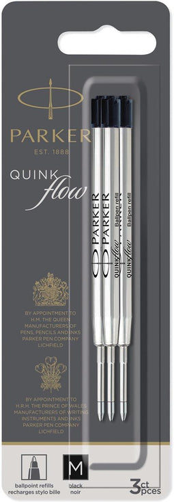 Parker Quinkflow vulling voor balpen, medium, zwart, blister met 3 stuks