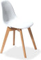 Keeve Stapelbare stoel wit , berkenhouten frame en kunststof zitting - SET VAN 4