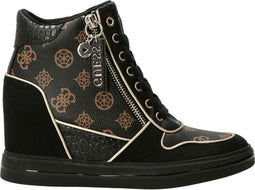 Guess Nangy - Hoge sneakers - Imitatieleer - Bruin/Zwart - Maat 37