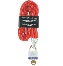 MasterLock Kettingslot - 91cm x 4mm - Gehard staal - Rode vinyl coating