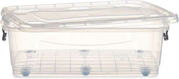 Opbergdoos op Wielen Transparant Plastic 30 L 40 x 20,5 x 63 cm (6 Stuks)