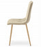 Fluwelen stoel - 3 stuks - licht beige - houtkleurige poten
