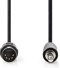 Nedis DIN-Audiokabel - 5-Pins Male naar 3,5 mm Male - Vernikkeld - 1 m - Zwart